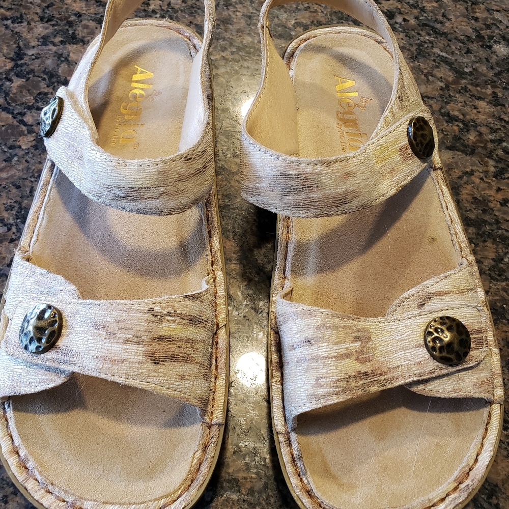 Cream And Tan Alegria Sandals